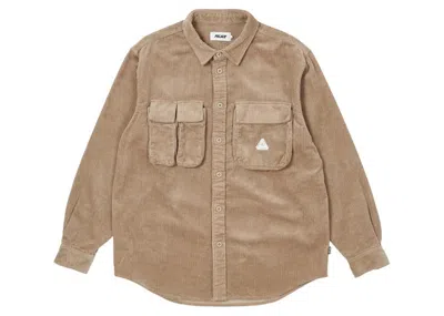 Pre-owned Palace Men's  Cargo Cord Shirt In Stone In Gray