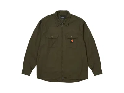 Pre-owned Palace Men's  Carhartt Wip Milford Shirt In Plant In Green