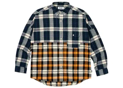 Pre-owned Palace Men's  Checkmate Drop Shoulder Shirt In Navy Blue