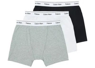 Pre-owned Palace Men's  Ck1 Boxer Briefs (3 Pack) In White/light Grey Heather