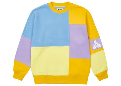 Pre-owned Palace Men's  Colour Block Crew In Blue/orange/lilac