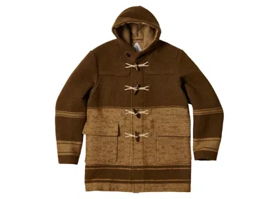 Pre-owned Palace Men's  C.p. Company Duffel Jacket Rubber Wool In Brown
