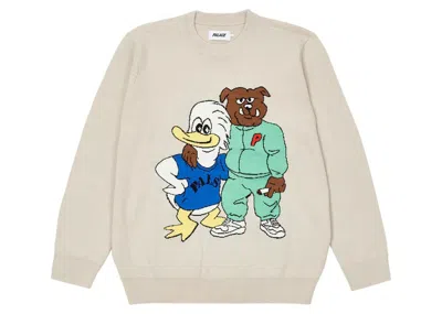 Pre-owned Palace Men's  Dog And Duck Knit In Cream In White