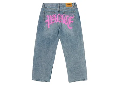 Pre-owned Palace Men's  El Script P90 Baggy Jean In Stone Wash In Gray