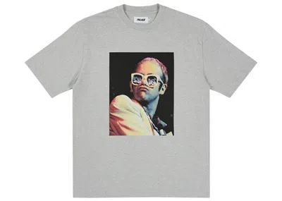 Pre-owned Palace Men's  Elton John Icon T-shirt In Grey Marl In Gray
