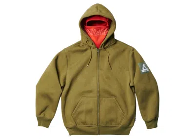 Pre-owned Palace Men's  Facemask Shearling Thermal Hoodie In Olive
