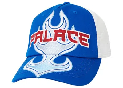 Pre-owned Palace Men's  Flame Trucker Hat In Blue