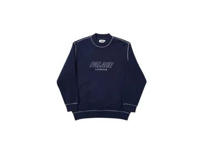 Pre-owned Palace Men's  Flock Crew In Navy Blue