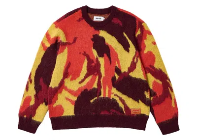 Pre-owned Palace Men's  Hairy Camo Knit In Fire In Red