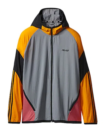 Pre-owned Palace Men's  Hooded Adidas Jacket In Grey/lucky Orange