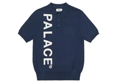 Pre-owned Palace Men's  Intarsia Font Polo Shirt In Navy Blue
