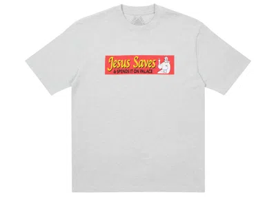 Pre-owned Palace Men's  Jesus Saves T-shirt In Grey Marl