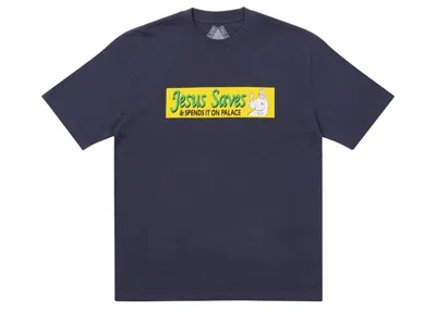 Pre-owned Palace Men's  Jesus Saves T-shirt In Navy Blue