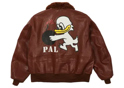 Pre-owned Palace Men's  Leather Flight Jacket In Brown