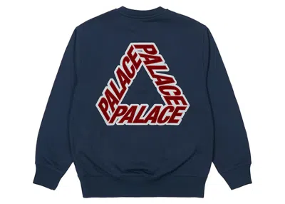 Pre-owned Palace Men's  P3 Applique Crew In Navy Blue