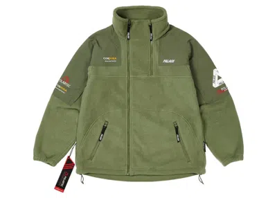 Pre-owned Palace Men's  Polartec Double Zip Funnel In Olive In Green