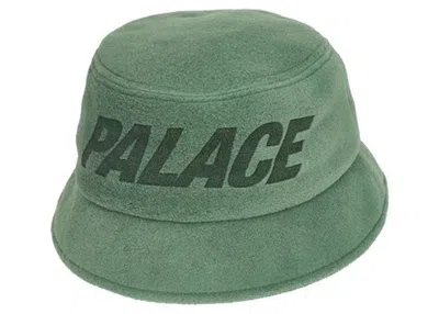 Pre-owned Palace Men's  Polartec Lazer Bucket Hat In Flat Green
