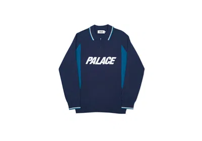 Pre-owned Palace Men's  Polo Zip Knit In Blue