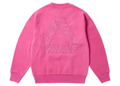 Pre-owned Palace Men's  Reverse P3 Crew In Shock Pink