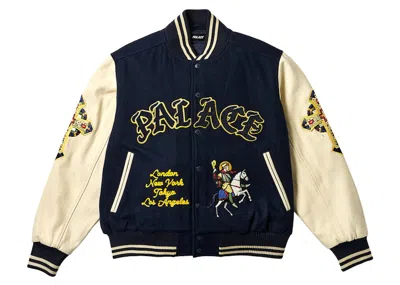 Pre-owned Palace Men's  Saints Varsity Jacket In Navy Blue