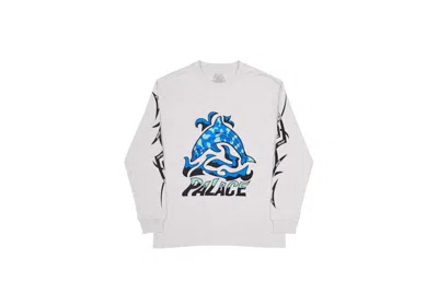 Pre-owned Palace Men's  Sketchy Dolphin Longsleeve In Grey Marl/blue/black In Multi