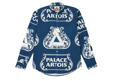 Pre-owned Palace Men's  Stella Artois Oxford Shirt In Navy Blue/white In Multi