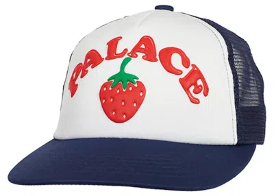 Pre-owned Palace Men's  Strawberry Trucker Hat In Navy Blue