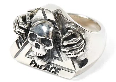 Pre-owned Palace Men's  Tgf Triskull Ring In Silver