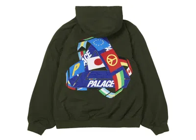 Pre-owned Palace Men's  Triflag Hooded Jacket In Olive In Green