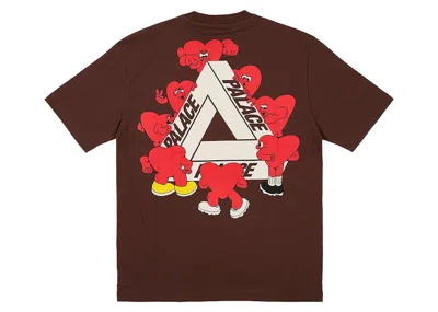 Pre-owned Palace Men's  Trihearts T-shirt In Nice Brown