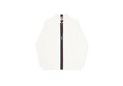 Pre-owned Palace Men's  Vertical Weave Zip Polo In White