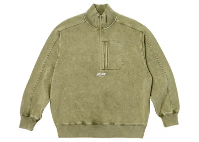 Pre-owned Palace Men's  Washed Terry 1/2 Zip Funnel In Deep Green