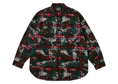 Pre-owned Palace Men's  X Beams Plus Work Shirt In Grey Tartan Camo