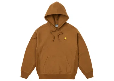 Pre-owned Palace Men's  X Carhartt Wip Hoodie In Hamilton Brown Tobacco