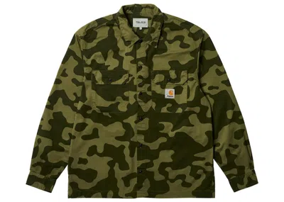Pre-owned Palace Men's  X Carhartt Wip Longsleeve Master Shirt In Dollar Green Camo