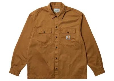 Pre-owned Palace Men's  X Carhartt Wip Longsleeve Master Shirt In Hamilton Brown