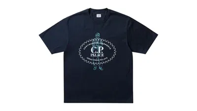 Pre-owned Palace Men's  X C.p. Company Mercerized Jersey 30/2 Twisted T-shirt In Navy Blue