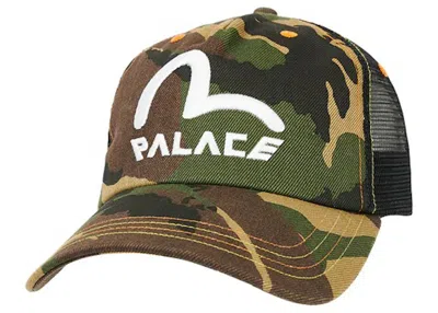 Pre-owned Palace Men's  X Evisu Denim Mesh Trucker Cap In Camo In Multi