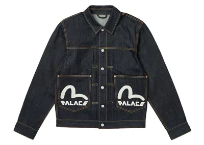 Pre-owned Palace Men's  X Evisu Dice Denim Jacket In Raw In Brown