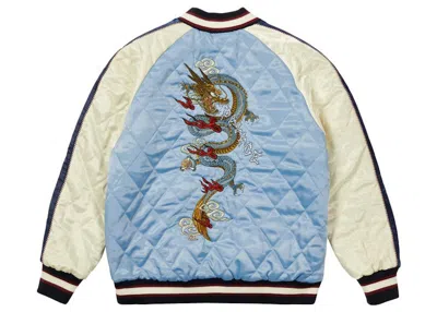 Pre-owned Palace Men's  X Evisu Reversible Souvenir Jacket In Blue/pink In Multi