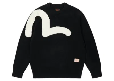 Pre-owned Palace Men's  X Evisu Seagull Knit In Black