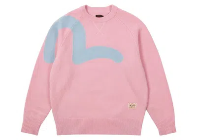 Pre-owned Palace Men's  X Evisu Seagull Knit In Pink Nectar