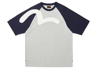 Pre-owned Palace Men's  X Evisu Seagull Raglan T-shirt In Grey Marl In Gray