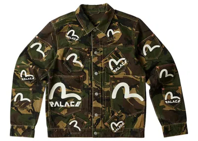 Pre-owned Palace Men's  X Evisu Type One Denim Jacket In Camo