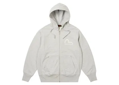 Pre-owned Palace Men's  X Evisu Zip Hoodie In Grey Marl In Gray