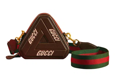 Pre-owned Palace Men's  X Gucci Triferg With Web Strap Shoulder Bag Small In Brown/green/red