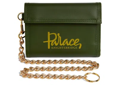 Pre-owned Palace Men's  X Harrods Leather Logo Chain Wallet In Green