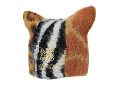 Pre-owned Palace Men's  X Needles Hairy Square Beanie In Animal Print In Multi
