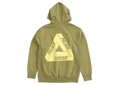 Pre-owned Palace Men's  X Porter Tri Ferg Hoodie In Khaki In Brown