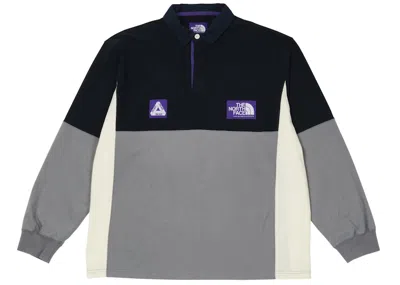 Pre-owned Palace Men's  X The North Face Purple Label High Bulky Rugby Shirt In Navy Blue